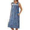 imageEkouaer Nightgowns for Women Sleeveless House Dress Soft Victorian Nightgown Button Night Dress with Pockets SXXLFloral Navy Blue