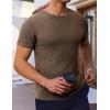 imageEkouaer Mens Knit TShirts Short Sleeve Casual Ribbed Shirts Lightweight Crewneck Tees Stretchy Undershirts SXXLBrown