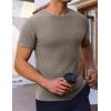 imageEkouaer Mens Knit TShirts Short Sleeve Casual Ribbed Shirts Lightweight Crewneck Tees Stretchy Undershirts SXXLKhaki