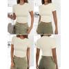 imageEkouaer Womens Basic Tee Shirts 3 Pack Short Sleeve Crew Neck Thermal Underwear Tops Base Layer3pcs Beige Beige Beige