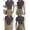 imageEkouaer Womens Basic Tee Shirts 3 Pack Short Sleeve Crew Neck Thermal Underwear Tops Base Layer3pcs Black Dark Gray Beige