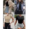 imageEkouaer Womens Basic Tee Shirts 3 Pack Short Sleeve Crew Neck Thermal Underwear Tops Base Layer3pcs Black Khaki Chestnut Brown