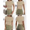 imageEkouaer Womens Basic Tee Shirts 3 Pack Short Sleeve Crew Neck Thermal Underwear Tops Base Layer3pcs Black Khaki Chestnut Brown