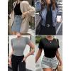 imageEkouaer Womens Basic Tee Shirts 3 Pack Short Sleeve Crew Neck Thermal Underwear Tops Base Layer3pcs Black Sage Green Light Gray