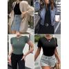 imageEkouaer Womens Basic Tee Shirts 3 Pack Short Sleeve Crew Neck Thermal Underwear Tops Base Layer3pcs Black Sage Green Navy Blue