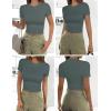 imageEkouaer Womens Basic Tee Shirts 3 Pack Short Sleeve Crew Neck Thermal Underwear Tops Base Layer3pcs Black Sage Green Navy Blue