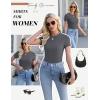 imageEkouaer Womens Basic Tee Shirts 3 Pack Short Sleeve Crew Neck Thermal Underwear Tops Base Layer3pcs Caramel Dark Gray Red