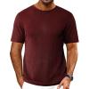 imageEkouaer Mens Knit TShirts Short Sleeve Casual Ribbed Shirts Lightweight Crewneck Tees Stretchy Undershirts SXXLWine Red