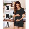 imageEkouaer 3 PCS Maternity Nursing Pajamas Set Postpartum Breastfeeding Short Sleeve Shirts Pregnancy Shorts ampamp Pants Pjs SXXLBlack