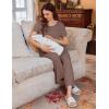 imageEkouaer 3 PCS Maternity Nursing Pajamas Set Postpartum Breastfeeding Short Sleeve Shirts Pregnancy Shorts ampamp Pants Pjs SXXLBrown