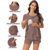 imageEkouaer 3 PCS Maternity Nursing Pajamas Set Postpartum Breastfeeding Short Sleeve Shirts Pregnancy Shorts ampamp Pants Pjs SXXLBrown