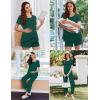 imageEkouaer 3 PCS Maternity Nursing Pajamas Set Postpartum Breastfeeding Short Sleeve Shirts Pregnancy Shorts ampamp Pants Pjs SXXLDark Green