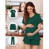 imageEkouaer 3 PCS Maternity Nursing Pajamas Set Postpartum Breastfeeding Short Sleeve Shirts Pregnancy Shorts ampamp Pants Pjs SXXLDark Green