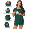 imageEkouaer 3 PCS Maternity Nursing Pajamas Set Postpartum Breastfeeding Short Sleeve Shirts Pregnancy Shorts ampamp Pants Pjs SXXLDark Green