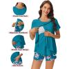 imageEkouaer 3 PCS Maternity Nursing Pajamas Set Postpartum Breastfeeding Short Sleeve Shirts Pregnancy Shorts ampamp Pants Pjs SXXLGreen Print