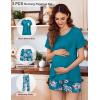 imageEkouaer 3 PCS Maternity Nursing Pajamas Set Postpartum Breastfeeding Short Sleeve Shirts Pregnancy Shorts ampamp Pants Pjs SXXLGreen Print
