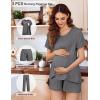imageEkouaer 3 PCS Maternity Nursing Pajamas Set Postpartum Breastfeeding Short Sleeve Shirts Pregnancy Shorts ampamp Pants Pjs SXXLGrey