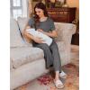 imageEkouaer 3 PCS Maternity Nursing Pajamas Set Postpartum Breastfeeding Short Sleeve Shirts Pregnancy Shorts ampamp Pants Pjs SXXLGrey