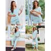 imageEkouaer 3 PCS Maternity Nursing Pajamas Set Postpartum Breastfeeding Short Sleeve Shirts Pregnancy Shorts ampamp Pants Pjs SXXLLight Blue