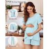 imageEkouaer 3 PCS Maternity Nursing Pajamas Set Postpartum Breastfeeding Short Sleeve Shirts Pregnancy Shorts ampamp Pants Pjs SXXLLight Blue