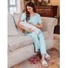 imageEkouaer 3 PCS Maternity Nursing Pajamas Set Postpartum Breastfeeding Short Sleeve Shirts Pregnancy Shorts ampamp Pants Pjs SXXLLight Blue