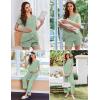 imageEkouaer 3 PCS Maternity Nursing Pajamas Set Postpartum Breastfeeding Short Sleeve Shirts Pregnancy Shorts ampamp Pants Pjs SXXLLight Green