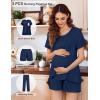 imageEkouaer 3 PCS Maternity Nursing Pajamas Set Postpartum Breastfeeding Short Sleeve Shirts Pregnancy Shorts ampamp Pants Pjs SXXLNavy Blue