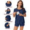 imageEkouaer 3 PCS Maternity Nursing Pajamas Set Postpartum Breastfeeding Short Sleeve Shirts Pregnancy Shorts ampamp Pants Pjs SXXLNavy Blue
