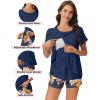 imageEkouaer 3 PCS Maternity Nursing Pajamas Set Postpartum Breastfeeding Short Sleeve Shirts Pregnancy Shorts ampamp Pants Pjs SXXLNavy Blue Print