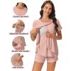 imageEkouaer 3 PCS Maternity Nursing Pajamas Set Postpartum Breastfeeding Short Sleeve Shirts Pregnancy Shorts ampamp Pants Pjs SXXLPink