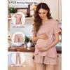 imageEkouaer 3 PCS Maternity Nursing Pajamas Set Postpartum Breastfeeding Short Sleeve Shirts Pregnancy Shorts ampamp Pants Pjs SXXLPink