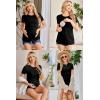 imageEkouaer Womens Nursing Tops 3 Pack Short Sleeve Ribbed Breastfeeding Shirts Double Layer Maternity Shirt Pregnancy ClothesBlackDark GreenBlue