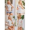 imageEkouaer Womens Nursing Tops 3 Pack Short Sleeve Ribbed Breastfeeding Shirts Double Layer Maternity Shirt Pregnancy ClothesBlackGreyGrey Stripes