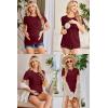 imageEkouaer Womens Nursing Tops 3 Pack Short Sleeve Ribbed Breastfeeding Shirts Double Layer Maternity Shirt Pregnancy ClothesCaramelGreyWine Red
