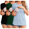 imageEkouaer Womens Nursing Tops 3 Pack Short Sleeve Ribbed Breastfeeding Shirts Double Layer Maternity Shirt Pregnancy ClothesBlackDark GreenBlue