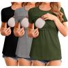 imageEkouaer Womens Nursing Tops 3 Pack Short Sleeve Ribbed Breastfeeding Shirts Double Layer Maternity Shirt Pregnancy ClothesBlackGreyArmy Green
