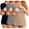 imageEkouaer Womens Nursing Tops 3 Pack Short Sleeve Ribbed Breastfeeding Shirts Double Layer Maternity Shirt Pregnancy ClothesBlackGreyBrown