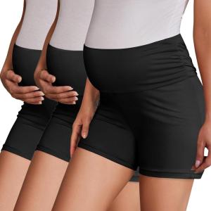 imageEkouaer 3 Pack Womens Maternity Shorts Stretchy Workout Pregnancy Shorts Comfy Lounge Pajama Sleepwear SXXLBlackBlackBlack