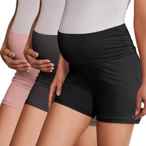 imageEkouaer 3 Pack Womens Maternity Shorts Stretchy Workout Pregnancy Shorts Comfy Lounge Pajama Sleepwear SXXLBlackDark GreyMauve