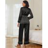 imageEkouaer Satin Lounge Sets for Women 2 Pieces Silk Pajamas Set Long Sleeve Top with Pants Outfits with BeltBlack