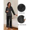 imageEkouaer Satin Lounge Sets for Women 2 Pieces Silk Pajamas Set Long Sleeve Top with Pants Outfits with BeltBlack