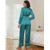 imageEkouaer Satin Lounge Sets for Women 2 Pieces Silk Pajamas Set Long Sleeve Top with Pants Outfits with BeltBlue Green