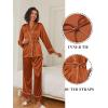 imageEkouaer Satin Lounge Sets for Women 2 Pieces Silk Pajamas Set Long Sleeve Top with Pants Outfits with BeltBrown