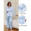 imageEkouaer Satin Lounge Sets for Women 2 Pieces Silk Pajamas Set Long Sleeve Top with Pants Outfits with BeltLight Blue