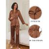 imageEkouaer Satin Lounge Sets for Women 2 Pieces Silk Pajamas Set Long Sleeve Top with Pants Outfits with BeltLight Brown