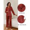 imageEkouaer Satin Lounge Sets for Women 2 Pieces Silk Pajamas Set Long Sleeve Top with Pants Outfits with BeltRed