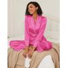 imageEkouaer Satin Lounge Sets for Women 2 Pieces Silk Pajamas Set Long Sleeve Top with Pants Outfits with BeltRose Red