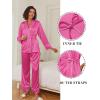 imageEkouaer Satin Lounge Sets for Women 2 Pieces Silk Pajamas Set Long Sleeve Top with Pants Outfits with BeltRose Red
