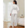 imageEkouaer Satin Lounge Sets for Women 2 Pieces Silk Pajamas Set Long Sleeve Top with Pants Outfits with BeltWhite
