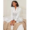 imageEkouaer Satin Lounge Sets for Women 2 Pieces Silk Pajamas Set Long Sleeve Top with Pants Outfits with BeltWhite